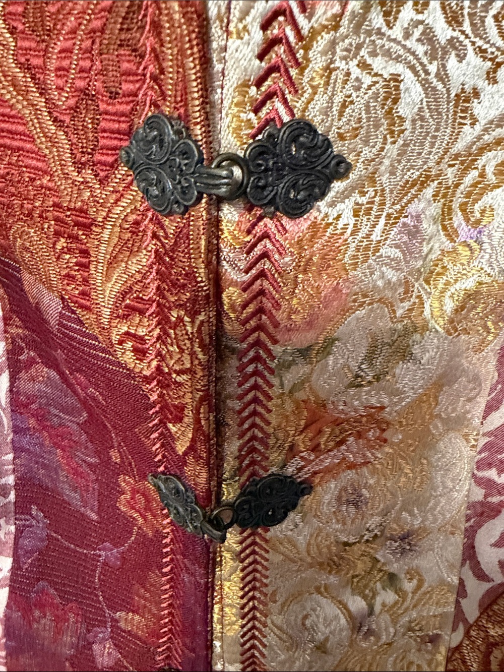 Coldwater Creek Patchwork Brocade Vest — Burgundy, Gold & Cream Jacquard Brocade - Picture 4 of 6